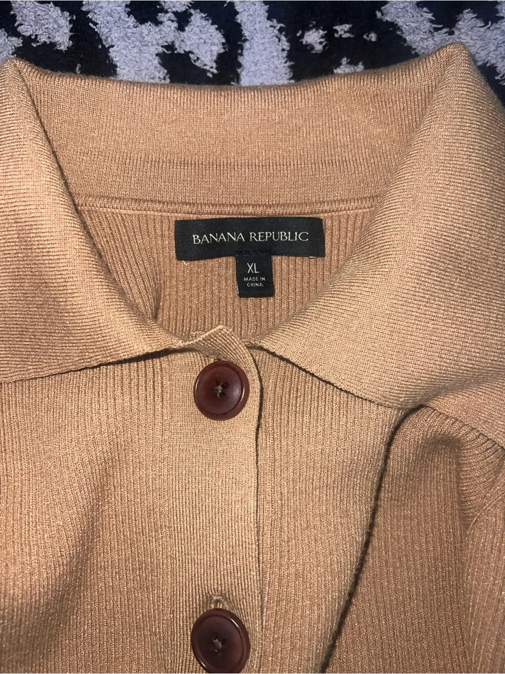 Banana Republic Men's Camel/Tan V-Neck Polo Sweater